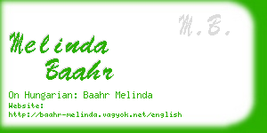 melinda baahr business card